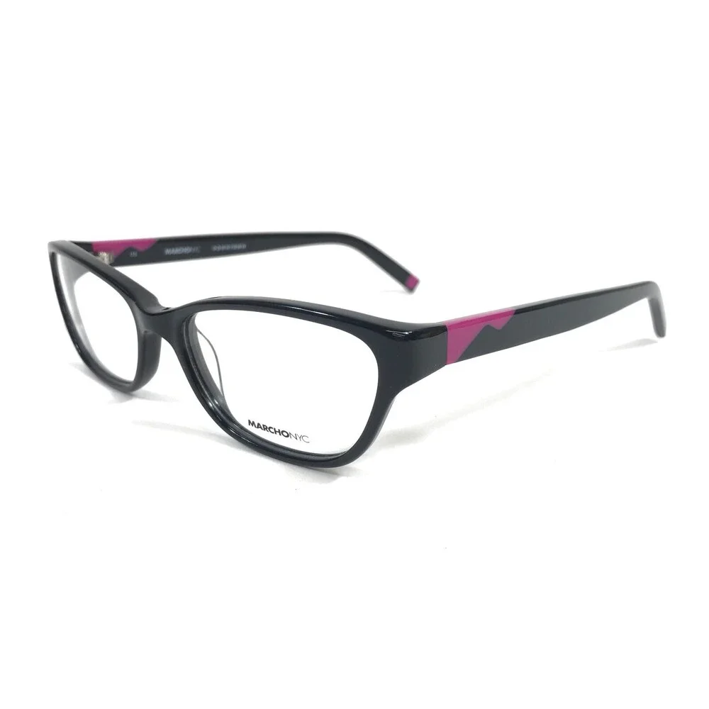 Marchon NYC Eyeglasses Frames MONROE 001 Black Pink Cat Eye Full Rim 51-16-135